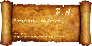 Porubszky Akács névjegykártya